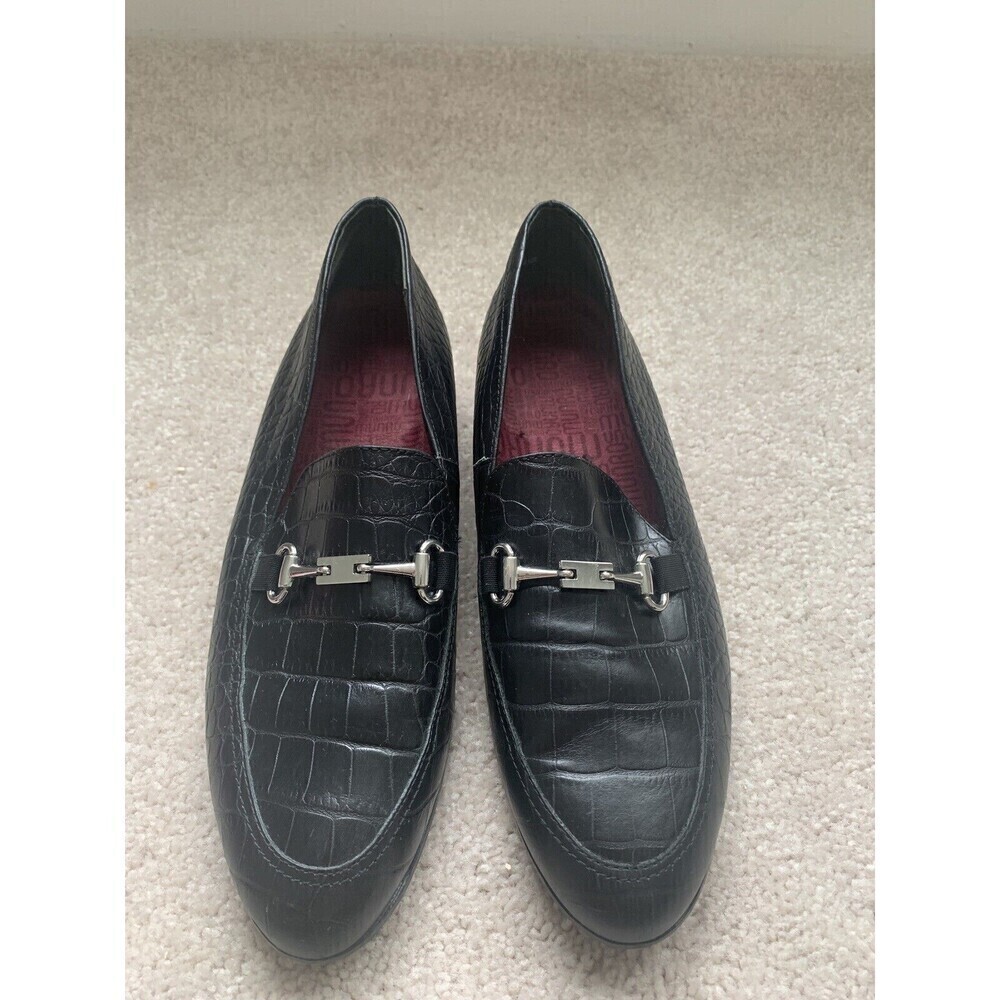 Womens Munro‎ Black Leather Dress Shoes Alligator Print Size 8.5 M